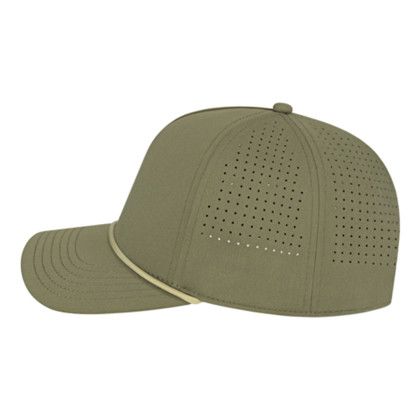 Custom Summit Perforated Cap with Rope - Loden With Stone Side View Custom Summit Perforated Cap with Rope - Loden With Stone Side View