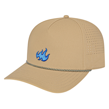 Custom Summit Perforated Cap with Rope - Khaki With Loden Custom Summit Perforated Cap with Rope - Khaki With Loden