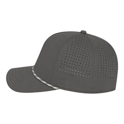 Custom Summit Perforated Cap with Rope - Charcoal With Charcoal Side View Custom Summit Perforated Cap with Rope - Charcoal With Charcoal Side View