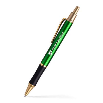 Custom Sleeker Click Pen Gold Accents - Green 