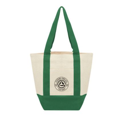 Custom Small Starboard Recycled Cotton Canvas Tote - natural with Forest Green 