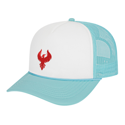 Custom Retro Foamie Trucker - White With Light Blue 