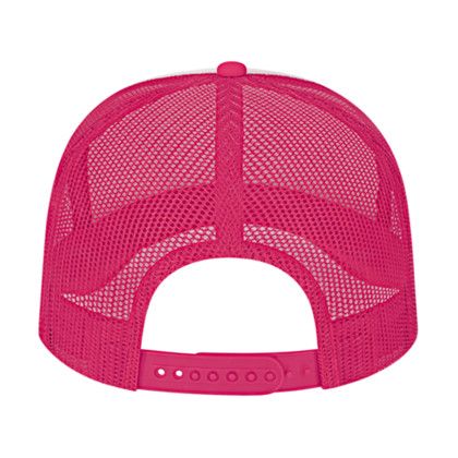 Custom Retro Foamie Trucker - White With Hot Pink Back View