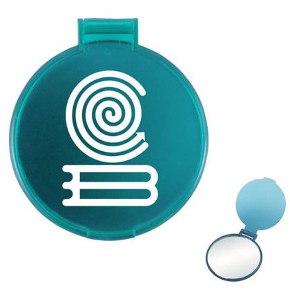 Custom Magic Round Folding Compact Mirror - Teal