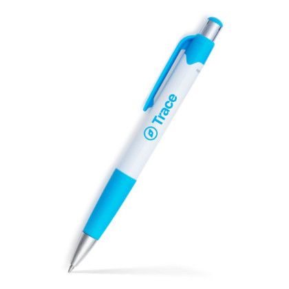 Custom Maddie Gel Click Pen w/ Recycled Plastic - Light Blue