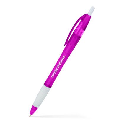 Custom Slimster Translucent Gripped Click Pen - Purple 