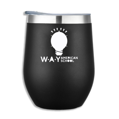Custom Little Sipper 2.0 12 oz Stainless Steel Wine Tumbler - Black 
