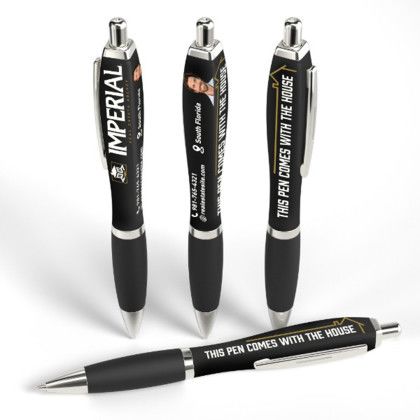 Custom Squared Basset Satin Soft Touch Gel Performance Pen - Black
