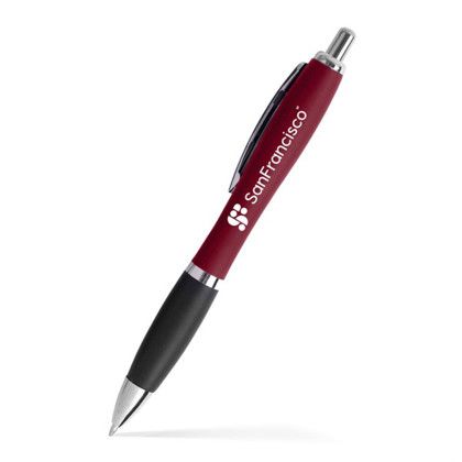 Custom Basset Satin Soft Touch Click Pen - Burgundy 