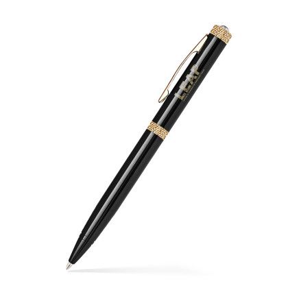 Custom Brass Diamond Ballpoint Twist Metal Pen - Glisten Black