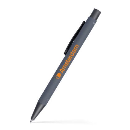 Custom Fleetwood Satin Soft Touch Gel Click Pen (Recycled Aluminum) - Light Grey