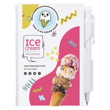 Custom Memo Book With Pen - White