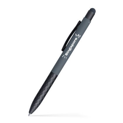 Custom Fleetwood Stylus Satin Soft Touch Gel Click Pen (Recycled Aluminum) - light Grey