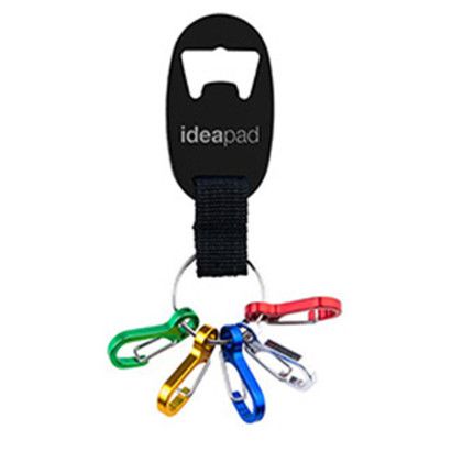 Custom Keychain Bottle Opener with Carabiners - Black