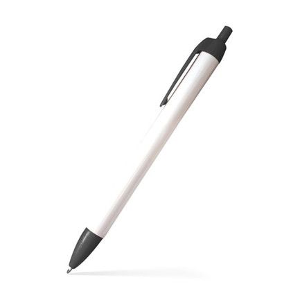 Custom Buzz Click Pen USA Made - White with Black