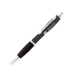 Custom Lighted Tip Click Metal Pen - Black