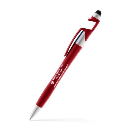 Custom Cell Phone Holder Stylus Twist Pen - Red 