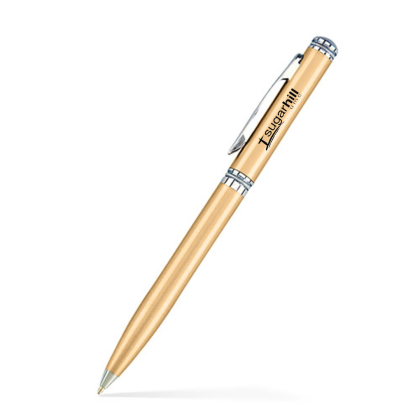 Custom Solid Brass Ballpoint Twist Metal Pen - Satin Gold 