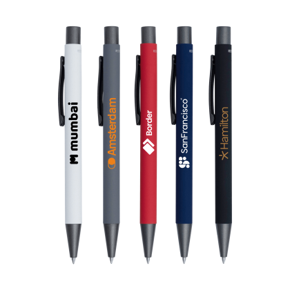 Custom Fleetwood Satin Soft Touch Gel Click Pen (Recycled Aluminum)  - All Colors
