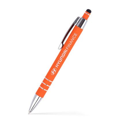 Custom Karina Stylus Satin Soft Touch Click Metal Pen - Orange