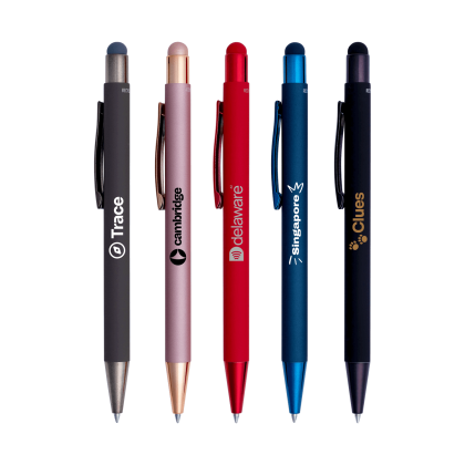 Custom Fleetwood Stylus Satin Soft Touch Gel Click Pen (Recycled Aluminum) - All Colors 