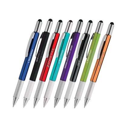 Custom 7-in-1 Tool Kit Stylus Metal Twist Pen - All Colors 