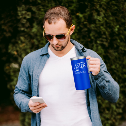 Custom Chillmate 24 oz Stainless Steel Travel Mug - Blue Lifestyle 