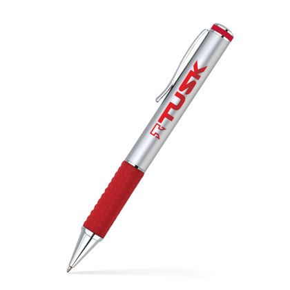 Custom Aluminum Ballpoint Twist Metal Pen With Rubber Grip - Red