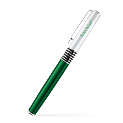Custom Satin Chrome Ballpoint Metal Pen - Translucent Green 