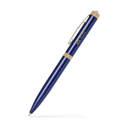 Custom Brass Diamond Ballpoint Twist Metal Pen - Translucent Blue 