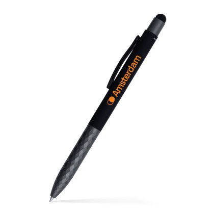 Custom Fleetwood Stylus Satin Soft Touch Gel Click Pen (Recycled Aluminum) - Black 