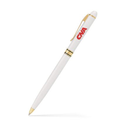 Custom Solid Brass Ballpoint Twist Metal Pen - Glisten White 