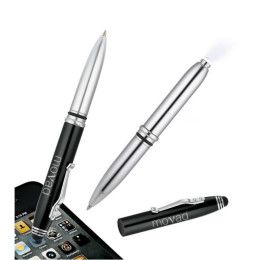 Custom Flashlight and Stylus Metal Pen - Black
