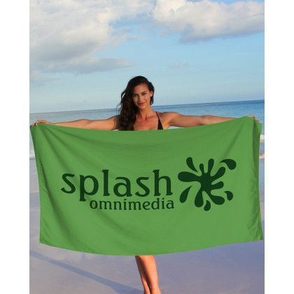 Custom Superior Weight Colored Beach Towel - Lime Green Lifestyle 