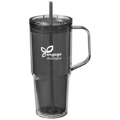 Custom Hampton 32 oz. Recycled AS Double Wall Tumbler With Handle - Black