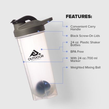 Custom 24 oz Plastic Shaker Bottles with Mixer - Features