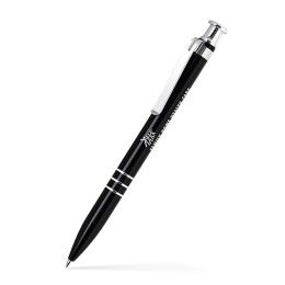 Custom Aluminum Ballpoint Click Metal Pen with Silver chrome accents - Black 