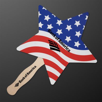 Custom American Flag Star Hand Fan (NON-Light Up) - Red/white/blue