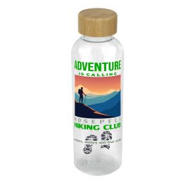 Custom "CLEARLY" 22 oz Recycled RPET Bottle With Bamboo Cap - Clear