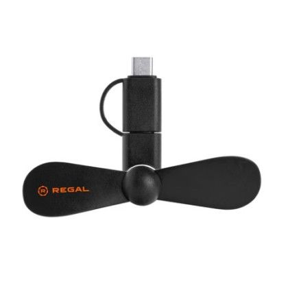 Custom 3-Way Plug Mini Cell Phone Fan - Black