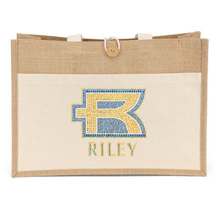 Custom Riley Jute Tote - Sparkle - Natural Custom Riley Jute Tote - Sparkle - Natural