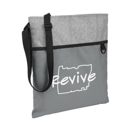 Custom Patchwork Eco Friendly Crossbody Tote Bag - Grey Side View