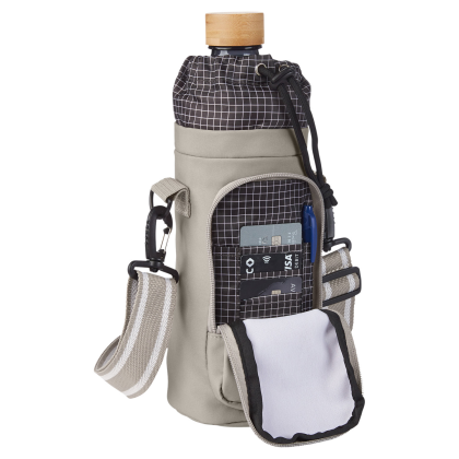 Custom Academy Eco Friendly Bottle Bag With Storage Pocket - Mushroom open View