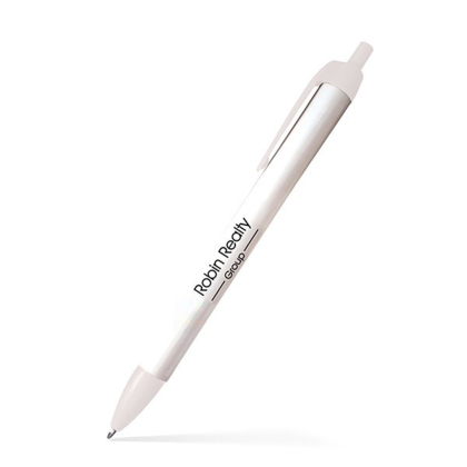 Custom Buzz Click Pen USA Made - White with White