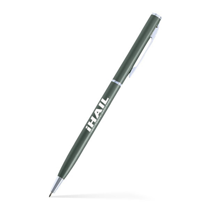 Custom Slim Twist Metal Pen (Silver) - Green 