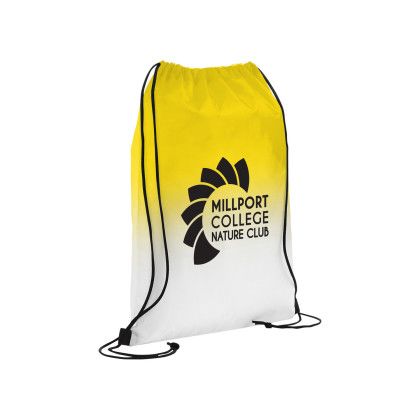 Custom Prisma Eco Friendly Gradient Drawstring Bag - Sunny Yellow Side View