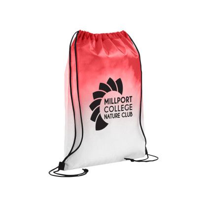 Custom Prisma Eco Friendly Gradient Drawstring Bag - Liberty Red Side View