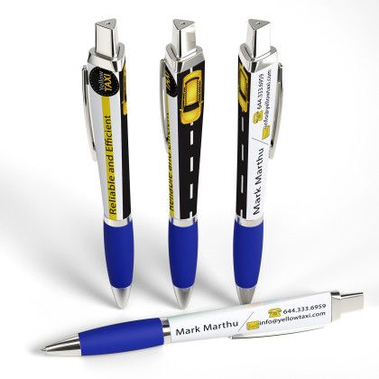 Custom Retractable Performance Pen with Clip- Dark blue