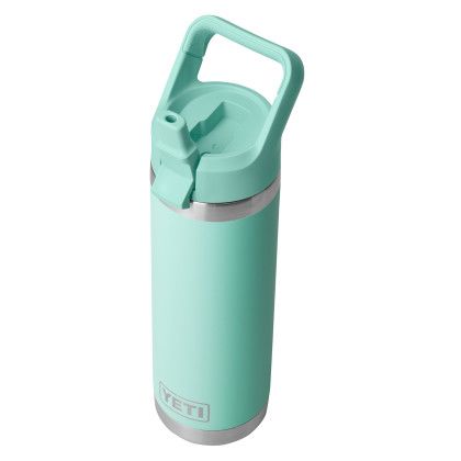 Custom YETI Rambler 18 oz. Water Bottle with Color-Matched Straw Cap - Seafoam Open Cap