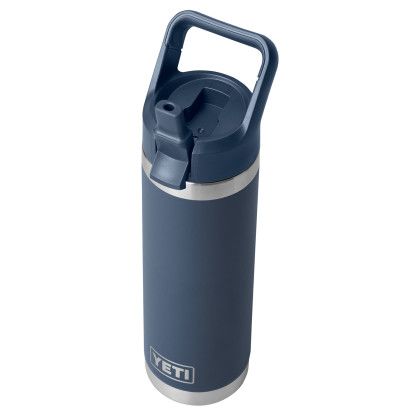 Custom YETI Rambler 18 oz. Water Bottle with Color-Matched Straw Cap - Blue Navy Open Cap 